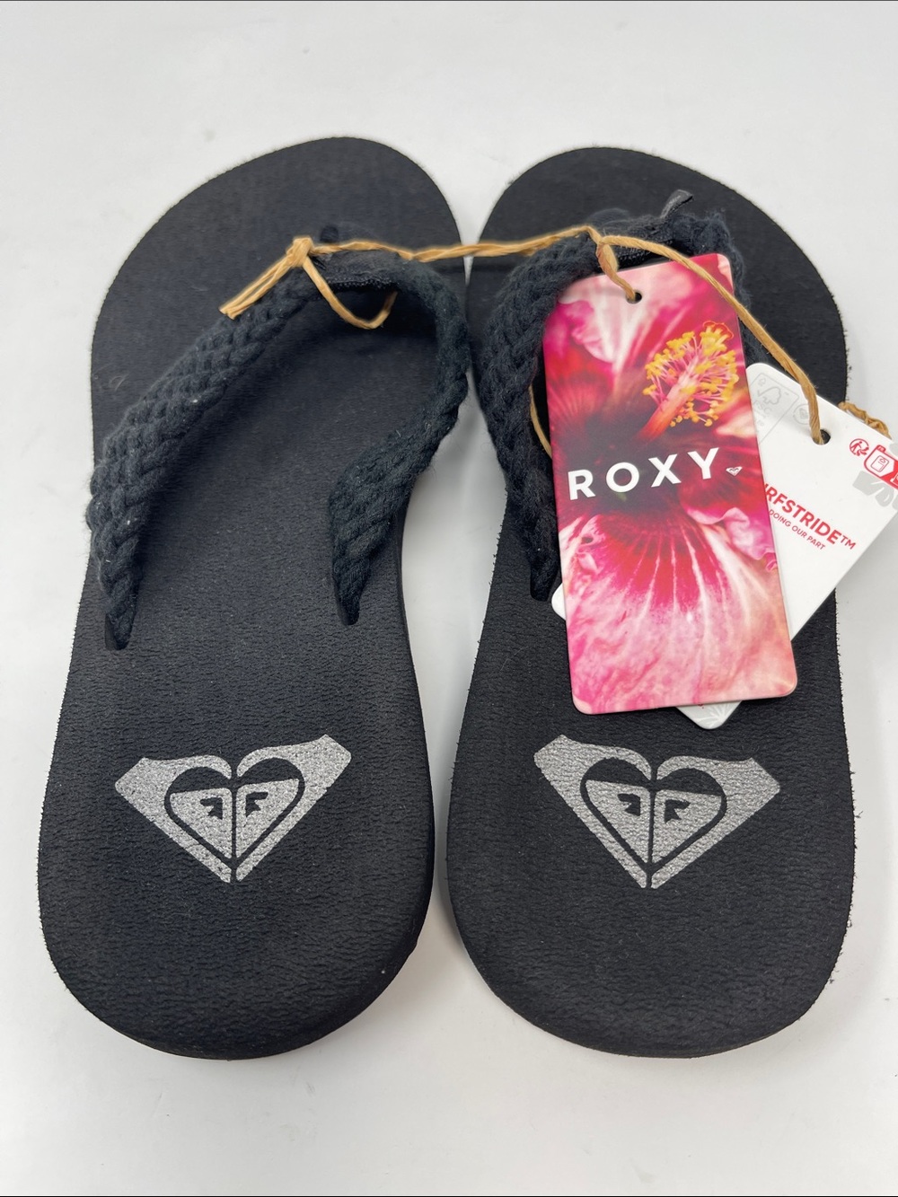 Roxy Women's Black Braided Thong Sandals - Picture 4 of 4